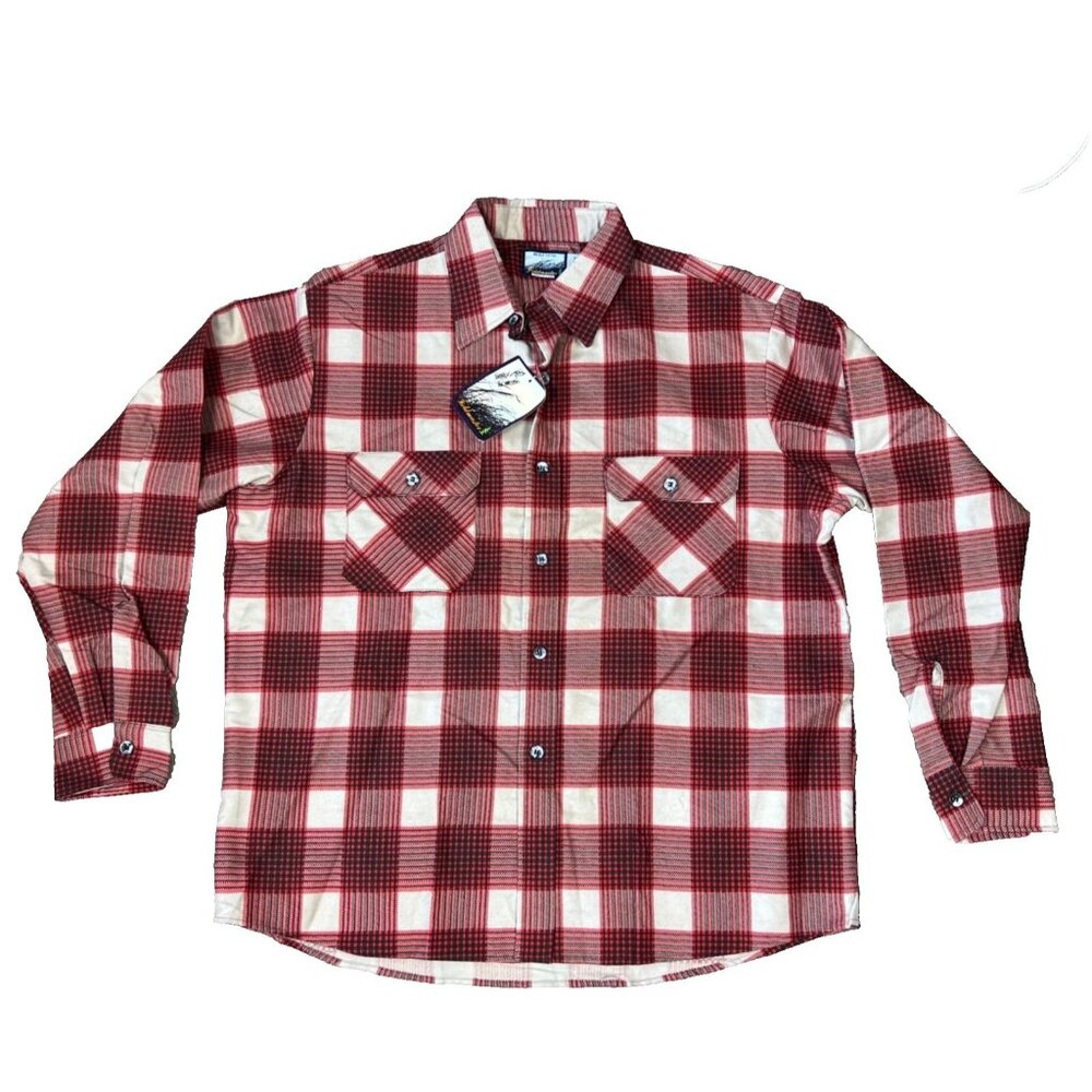 Fieldmaster Red Plaid Shirt XL (17-17.5) USA Made Perma-Prest 50/50 Vintage New